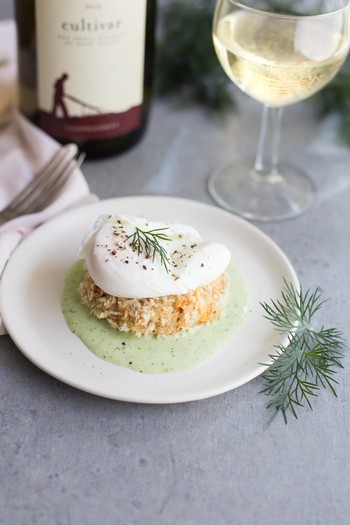 Crab Cakes Benedict with Buttermilk Herb Sauce