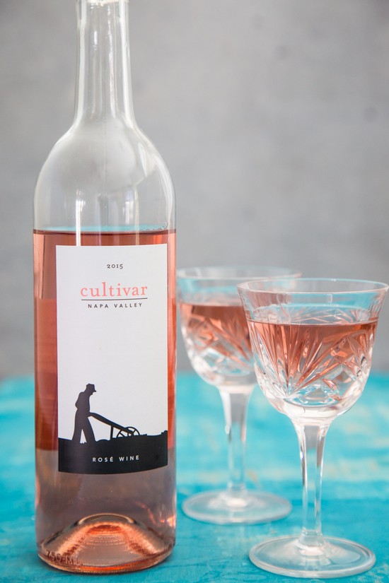 Bottle of Cultivar Rosé and two glasses